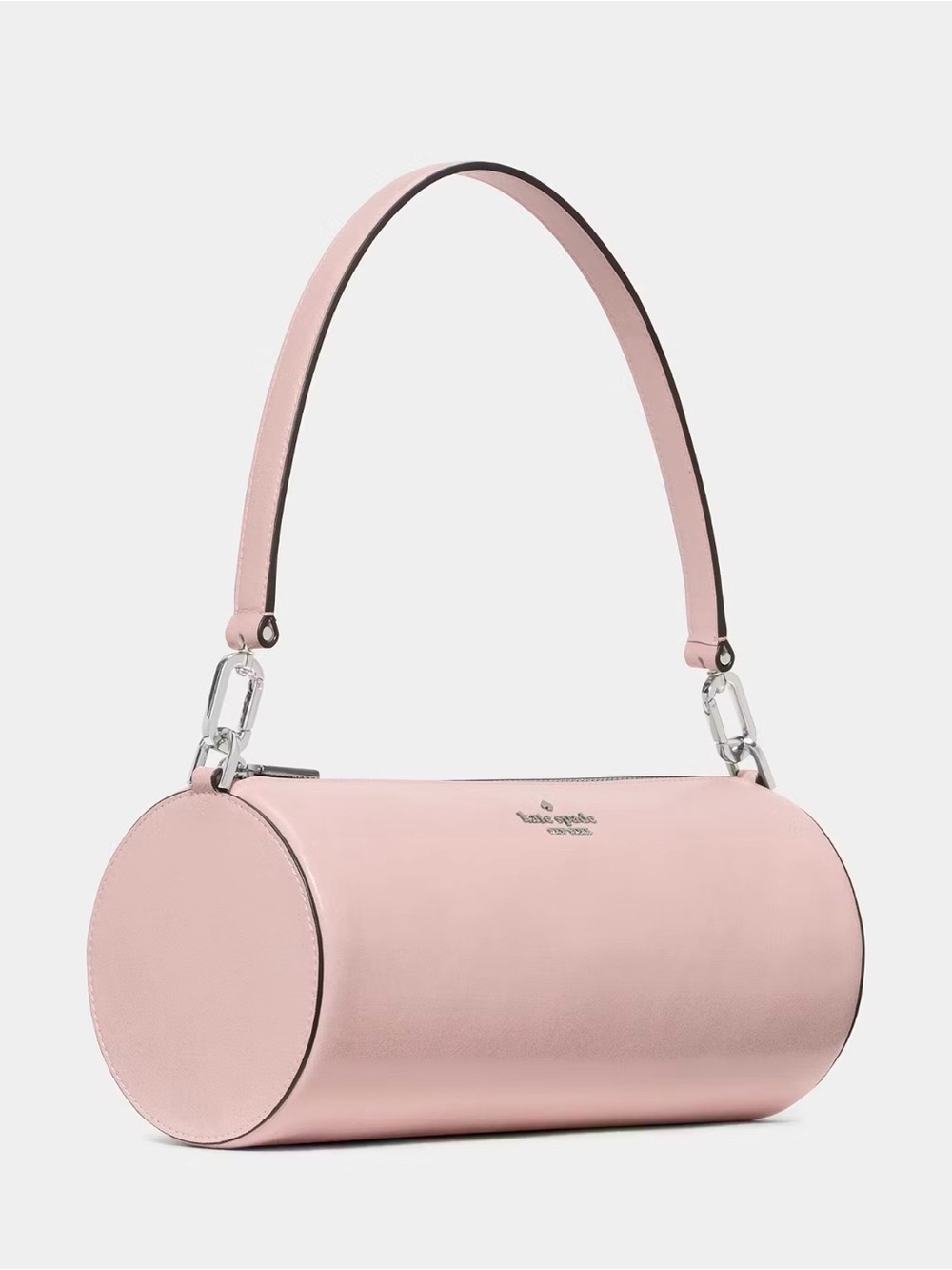 New KATE SPADE Cylinder Roulette Glazed Leather Medium Shoulder Bag - Tutu Pink